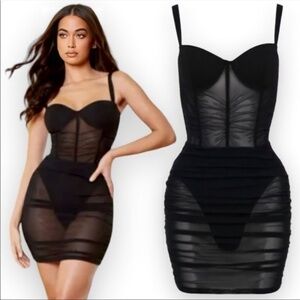 Sexy Heiress Beverly Hills Women’s Black Mesh Corset Dress Sz Med